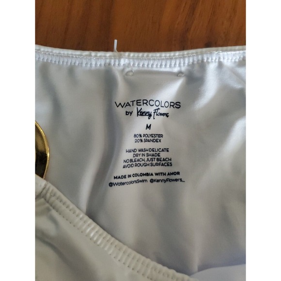 NWT Kenny Flowers The Santorini Gold Ring White Sporty Bikini Top Women xs/Sm/M - Picture 6 of 9
